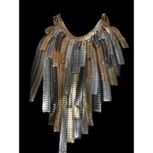 Statement Layered Chain Necklace Gunmetal Gold Silver Heavy Multi Strand 17-19”